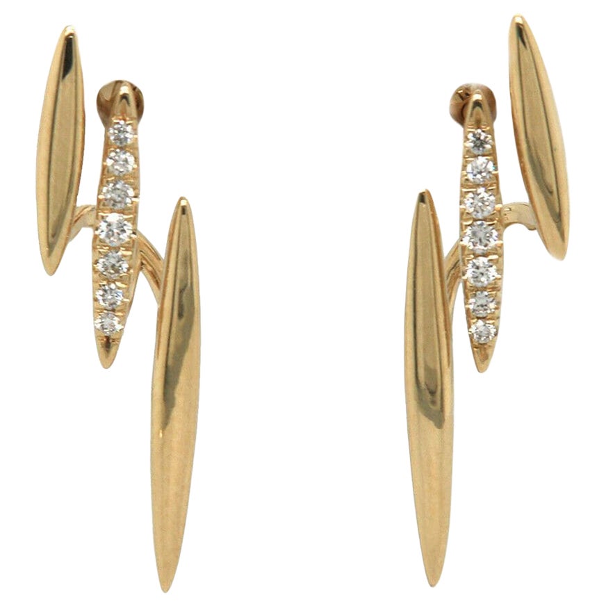 New Gabriel & Co. 0.10ctw Diamond Triple Row Earrings in 14K Yellow Gold For Sale