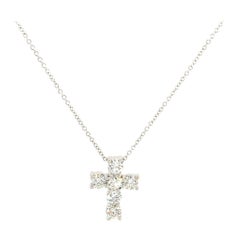 1.40ctw Round Diamond Cross Pendant Necklace in 14K White Gold