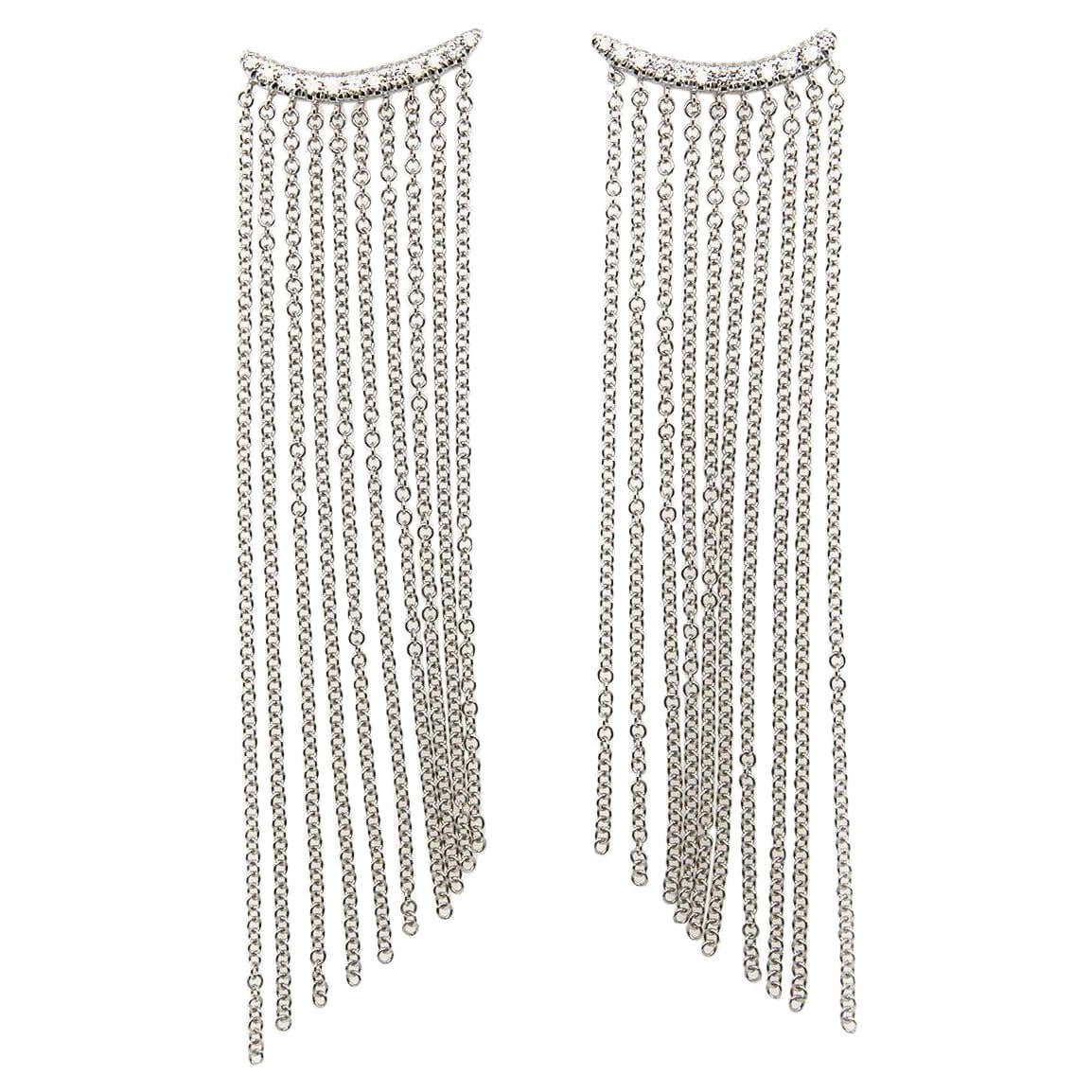 New Gabriel & Co. 0.21ctw Diamond Curved Bar Tassel Earrings in 14K White Gold For Sale