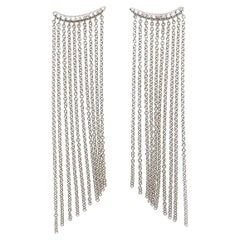 New Gabriel & Co. 0.21ctw Diamond Curved Bar Tassel Earrings in 14K White Gold