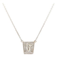 New 0.49ctw Tapered Baguette Diamond Frame Pendant Necklace in 14kt White Gold