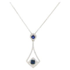 New 0.50ctw Sapphire and 0.25ctw Diamond Frame Kite Pendant Necklace in 14K