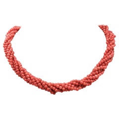 Koralle, Torchon-Halskette aus 18 Karat Gelbgold
