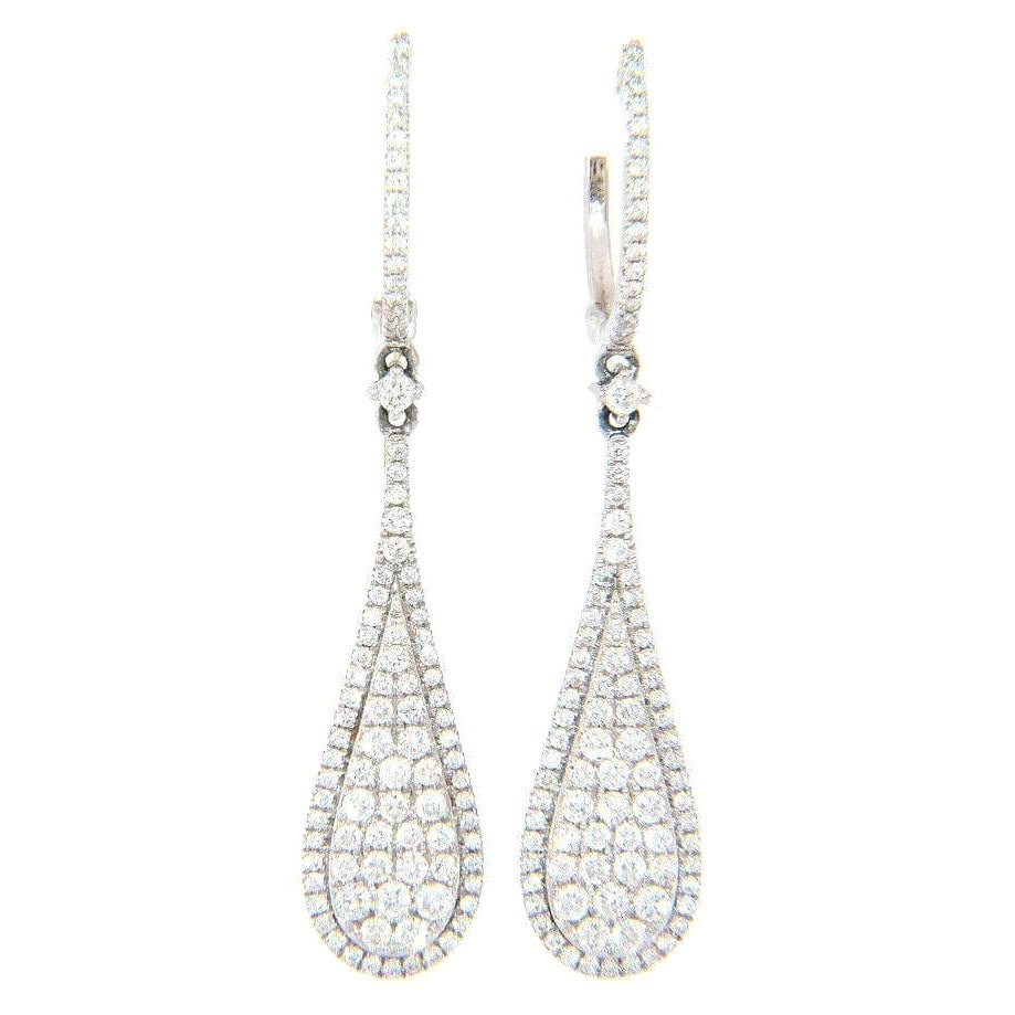 New 0.95ctw Diamond Teardrop Dangle Earrings in 14K White Gold For Sale