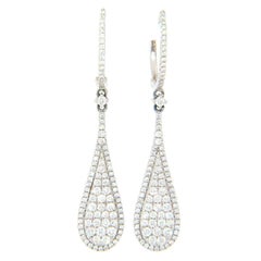New 0.95ctw Diamond Teardrop Dangle Earrings in 14K White Gold