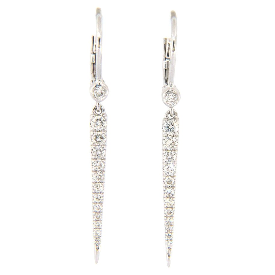 New Gabriel & Co. 0.32ctw Diamond Spike Dangle Earrings in 14K White Gold For Sale