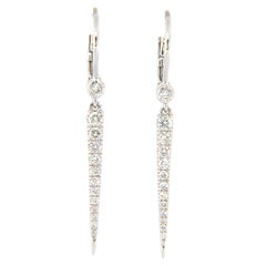 New Gabriel & Co. 0.32ctw Diamond Spike Dangle Earrings in 14K White Gold