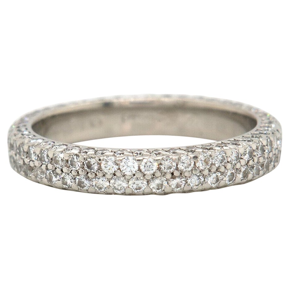 Michael B. Pave Diamond Flat Band Ring in Platinum For Sale