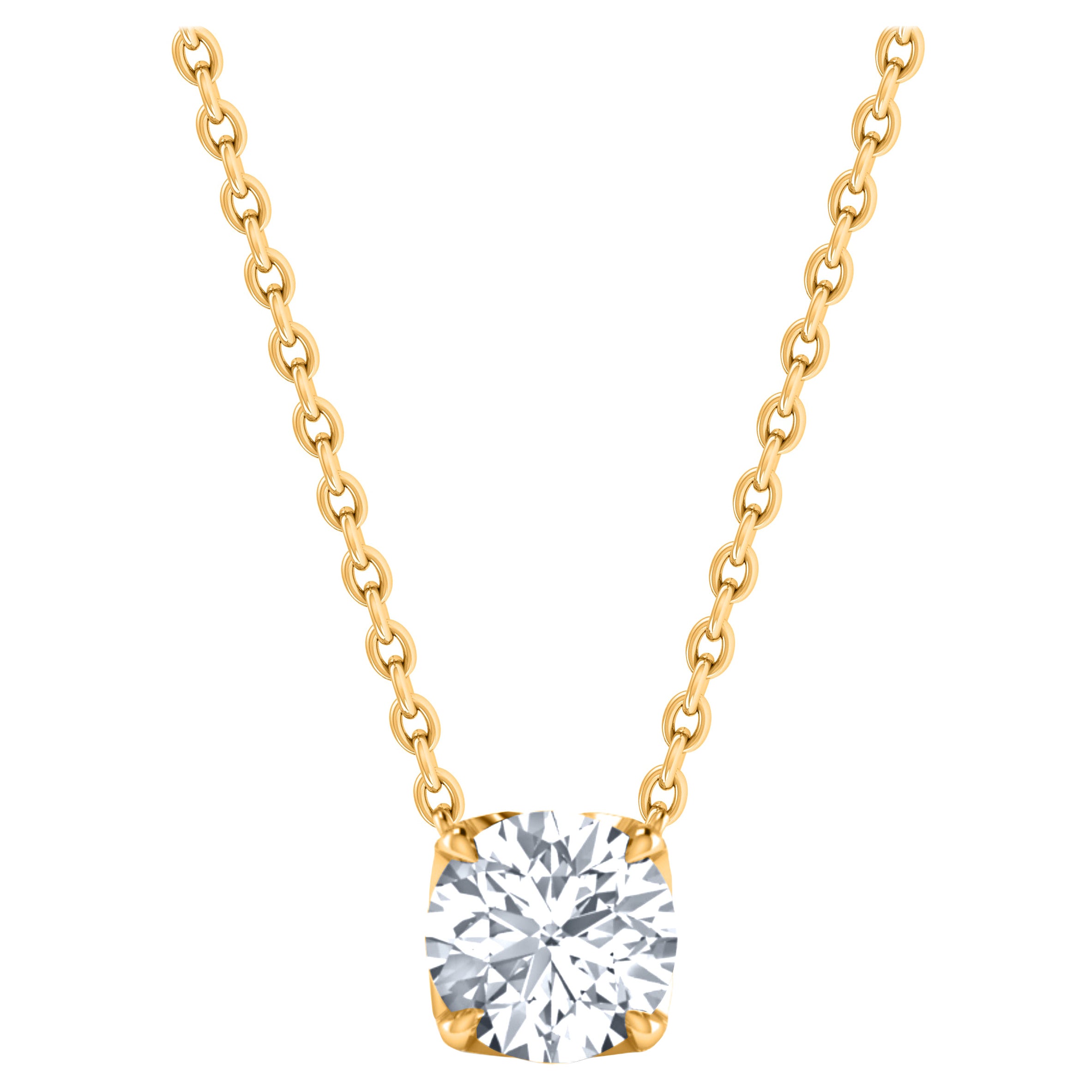 HARAKH GIA Certified 0.26 Carat Solitaire Diamond Pendant Necklace in 18 KT Gold For Sale