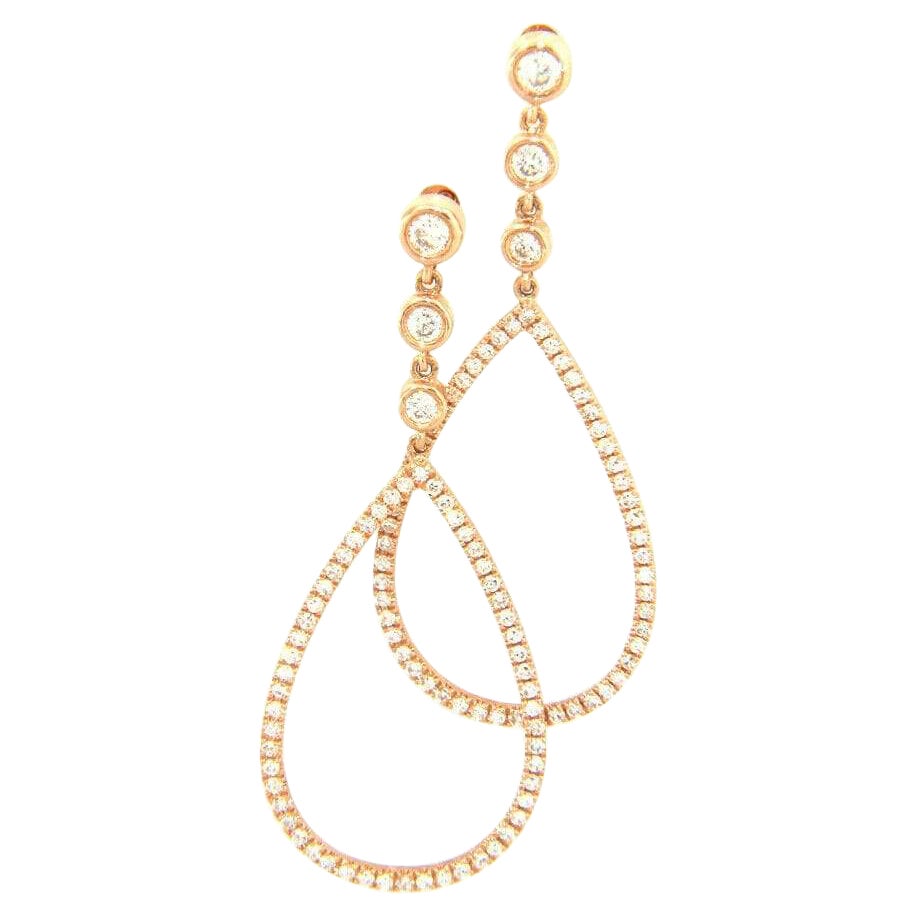 New 0.52ctw Diamond Open Teardrop Shape Dangle Earrings in 14K Rose Gold