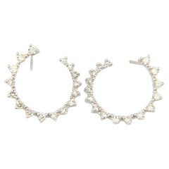 New 1.00ctw Diamond Circle Earrings in 14K White Gold