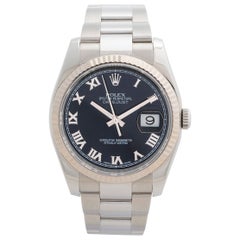 Rolex Datejust Ref 116234, Gold geriffelte Lünette, Schachtel und Papiere, hervorragend