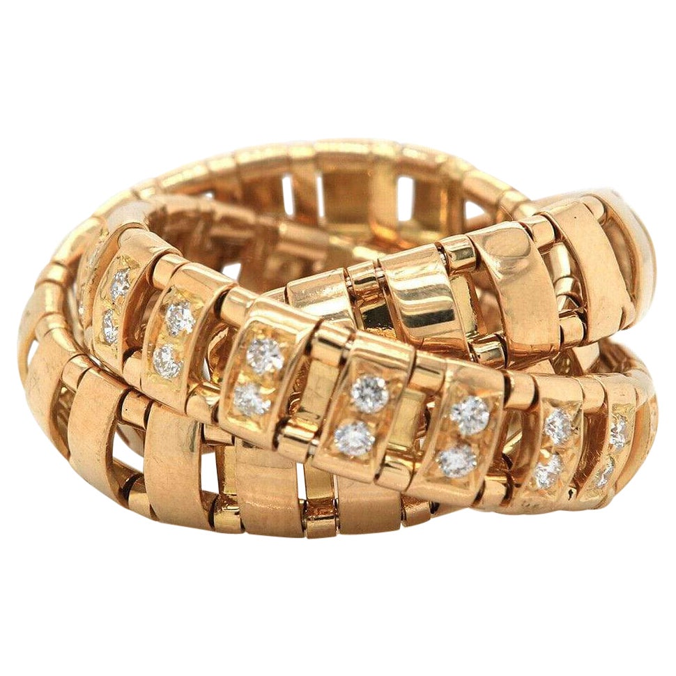 Versace Bague à rouleaux en or jaune 18 carats et diamants en vente