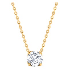 Harakh GIA Certified 0.27 Carat Solitaire Diamond Pendant Necklace in 18 Kt Gold