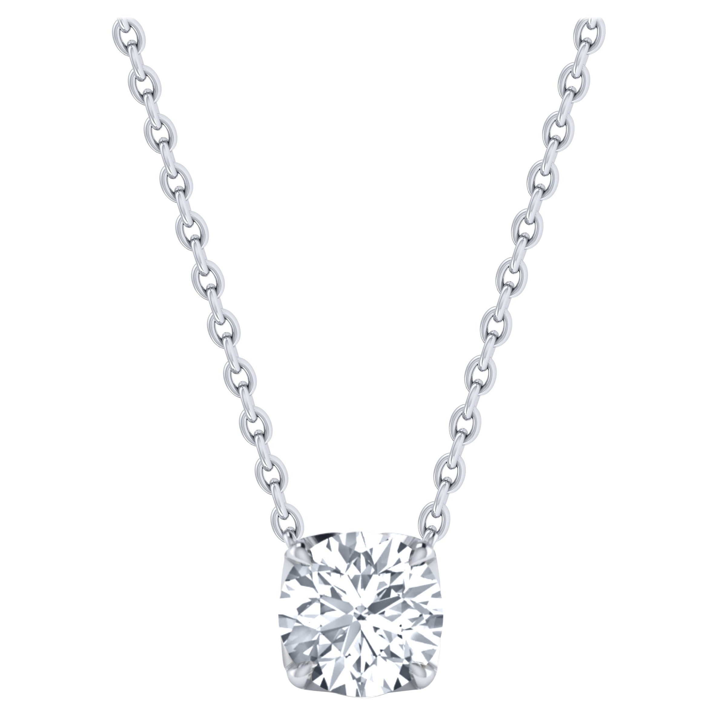 Harakh GIA Certified 0.28 Carat Solitaire Diamond Pendant Necklace in 18 KT Gold For Sale