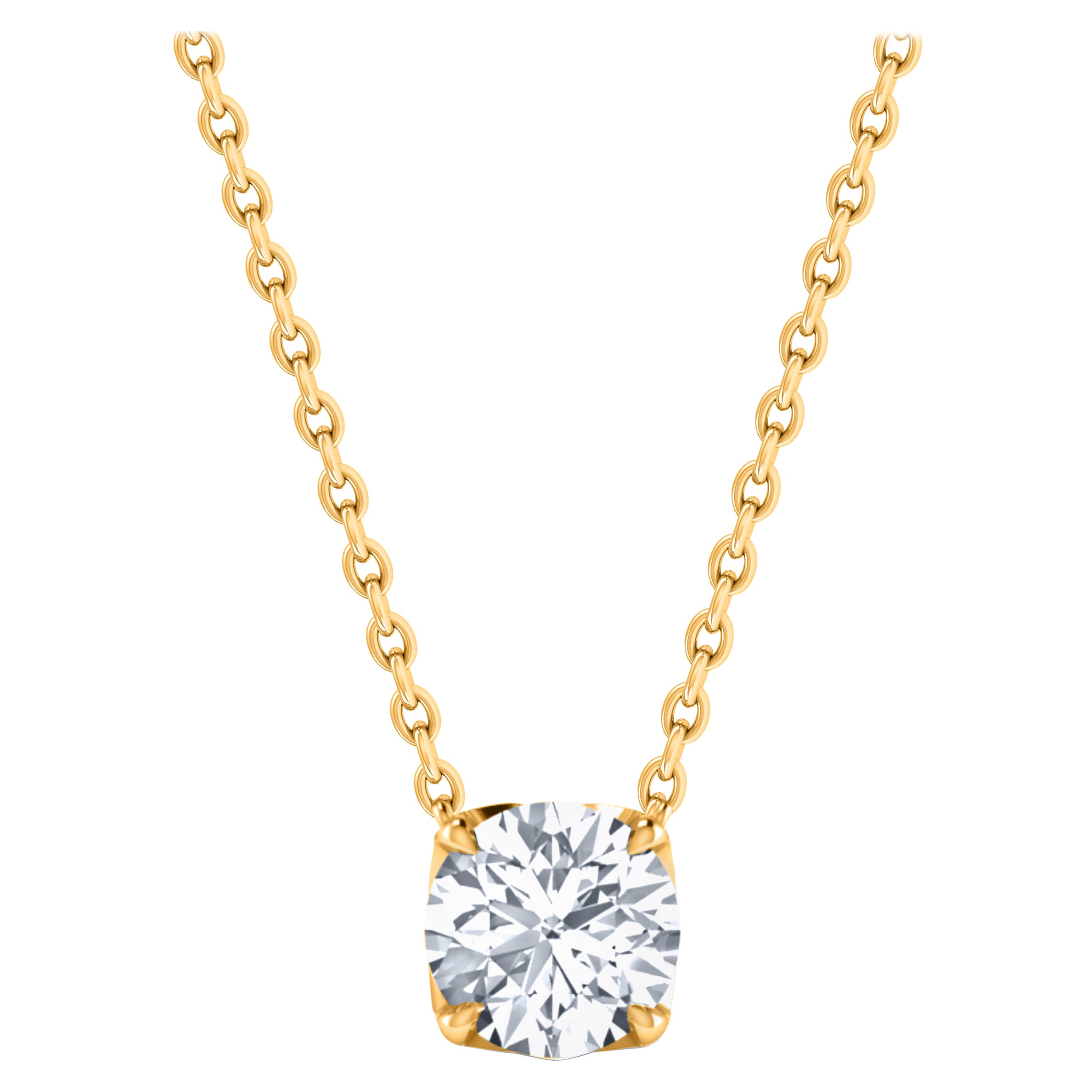 Harakh GIA-zertifizierte 0,28 Karat Solitär-Diamant-Anhänger-Halskette aus 18 KT Gold