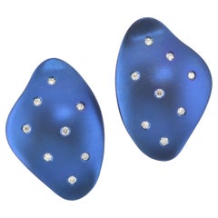 Blue Titanium Diamonds 18KT Rose Gold Margherita Burgener  Earrings