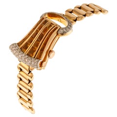 Universal Genève Lady Jewelry Bracelet Watch 18kt Rose Gold Diamonds and Quartz