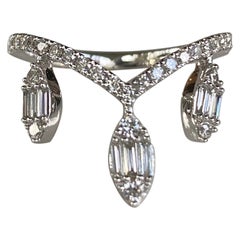 Tiara Pave Diamond and Marquise Shape Illusion Set Diamond Baguette Ring