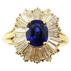 Vintage 18 Karat Yellow Gold Sapphire and Diamond Ring 