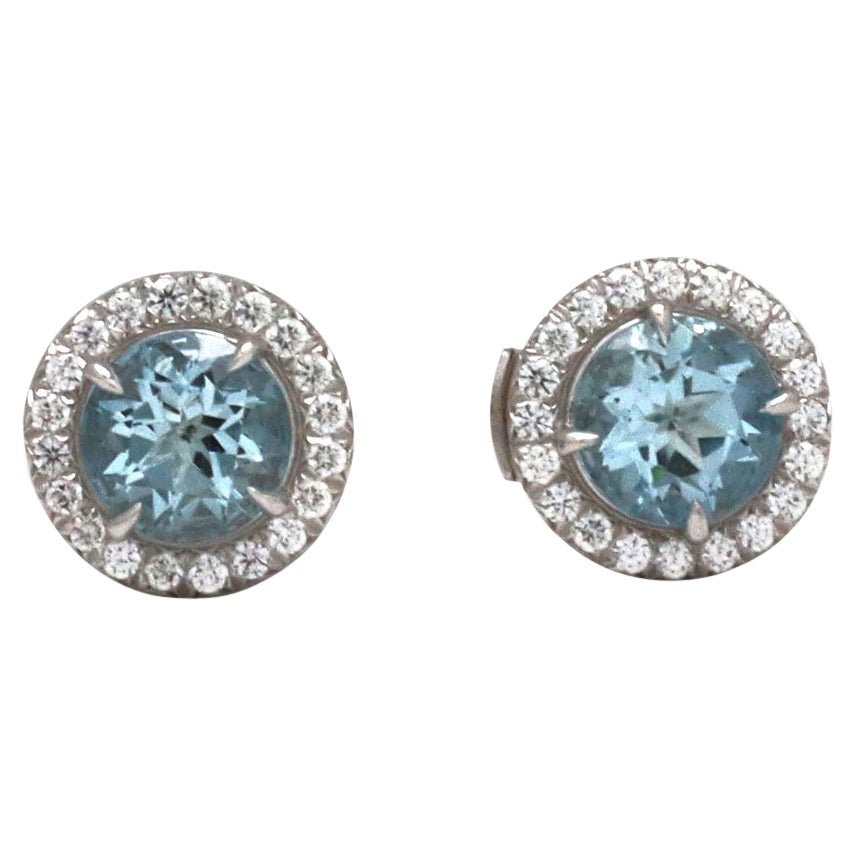 Tiffany & Co. 'Soleste' Platinum Diamond Aquamarine Earrings
