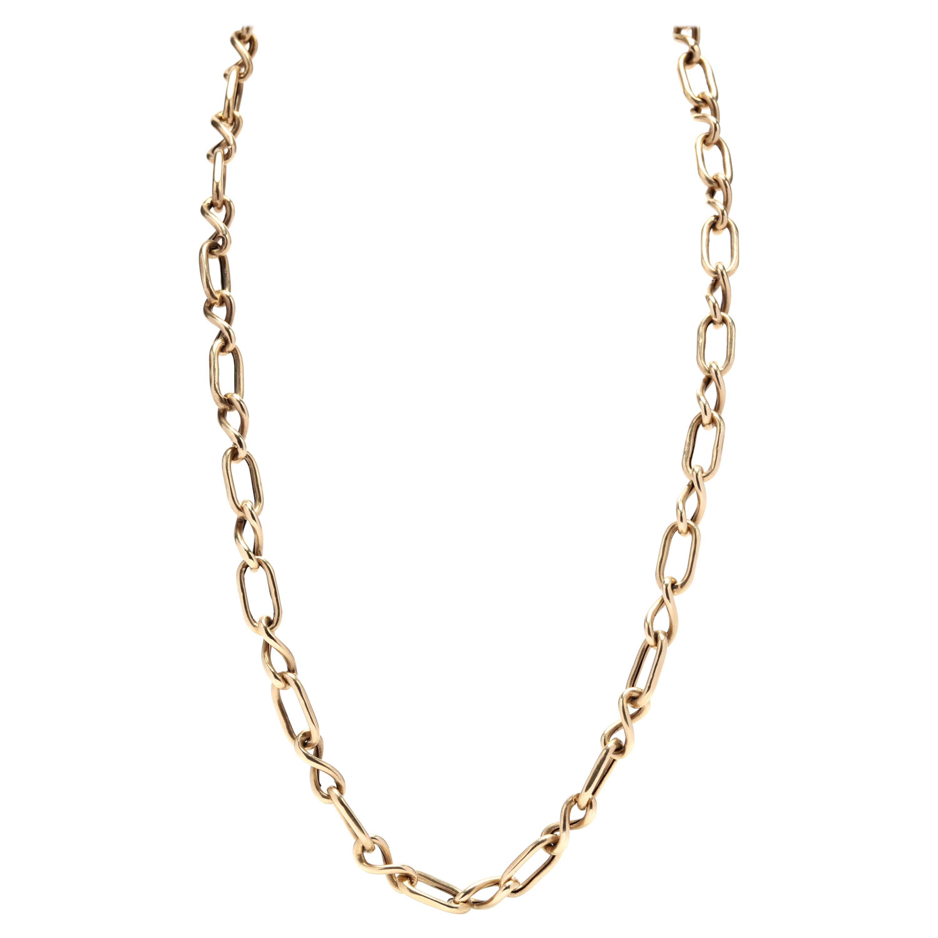 Antique Russian Gold Twisted Chain Link Necklace at 1stDibs