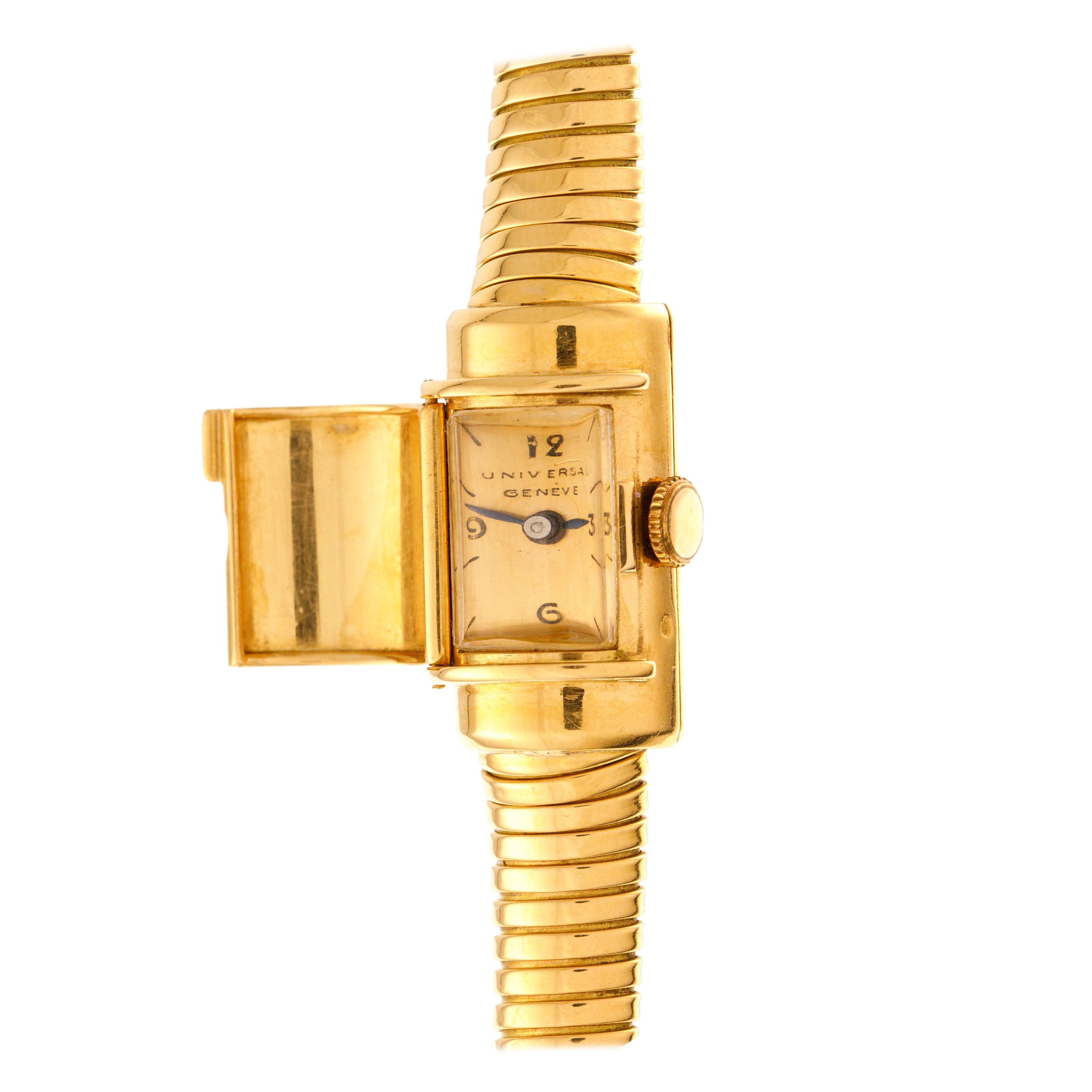 Universal Genève Lady Wrist Watch "Capote" Model 18 Carat Yellow Gold For Sale
