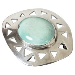 Silver and Turquoise Brooch from Michelsen, Sweden, 1953