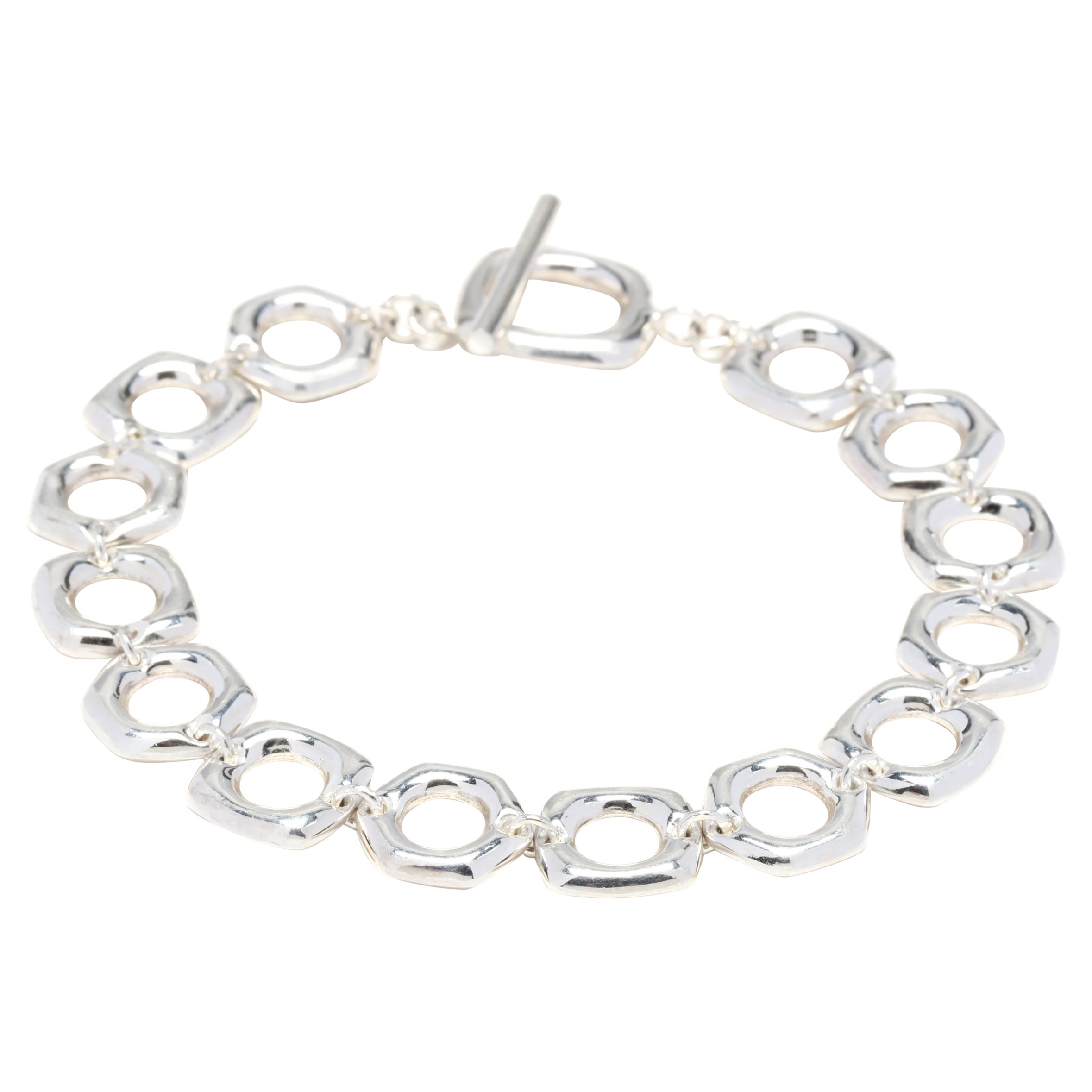 SS Flat Square Link Bracelet