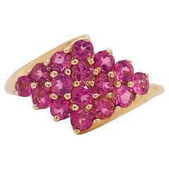 Rosa, rosa, rosa Turmalin, Cluster-Ring mit leuchtend rosa Edelsteinen