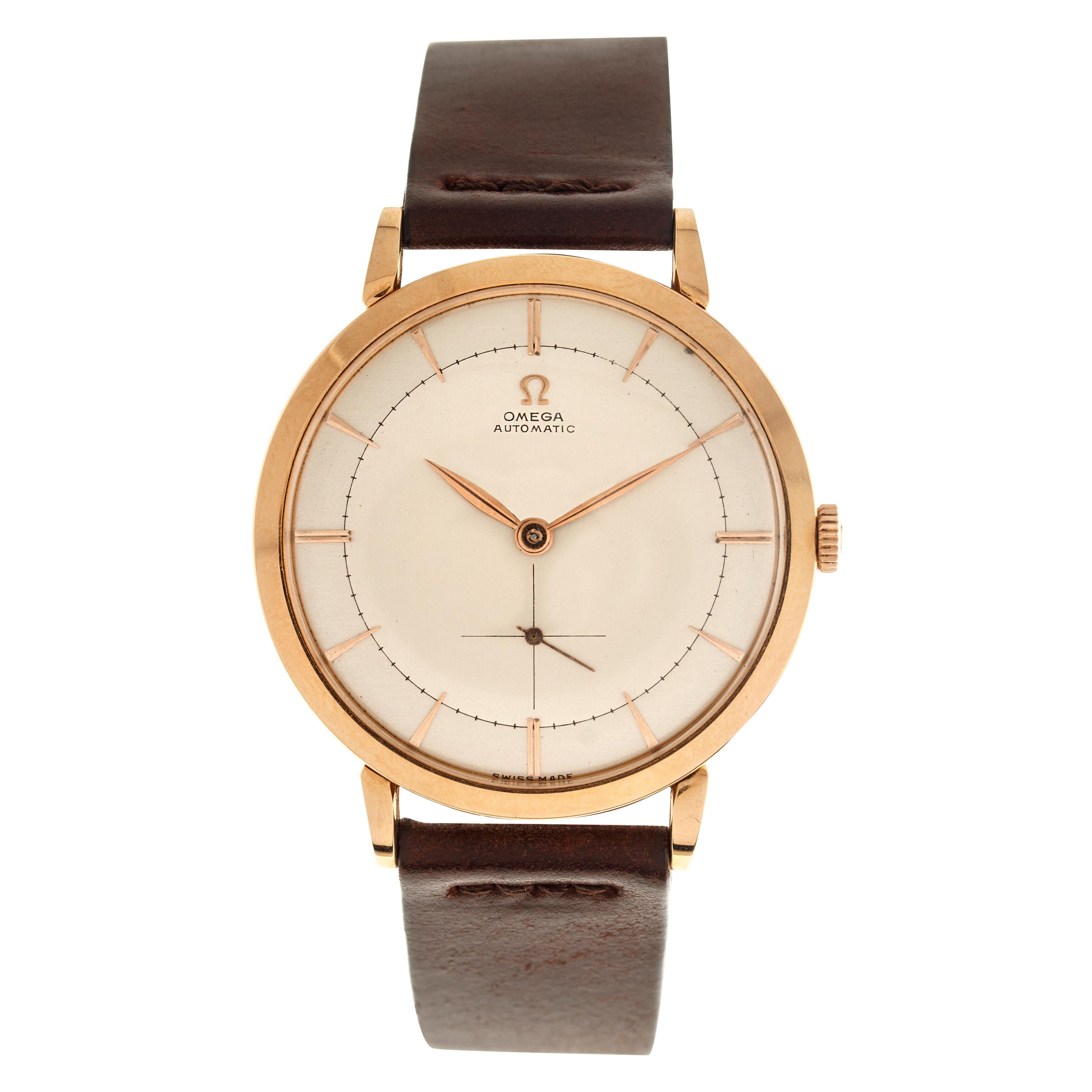 Omega Watch Automatic Oversize Ref. 2660 in 18 Carat Rose Gold For Sale
