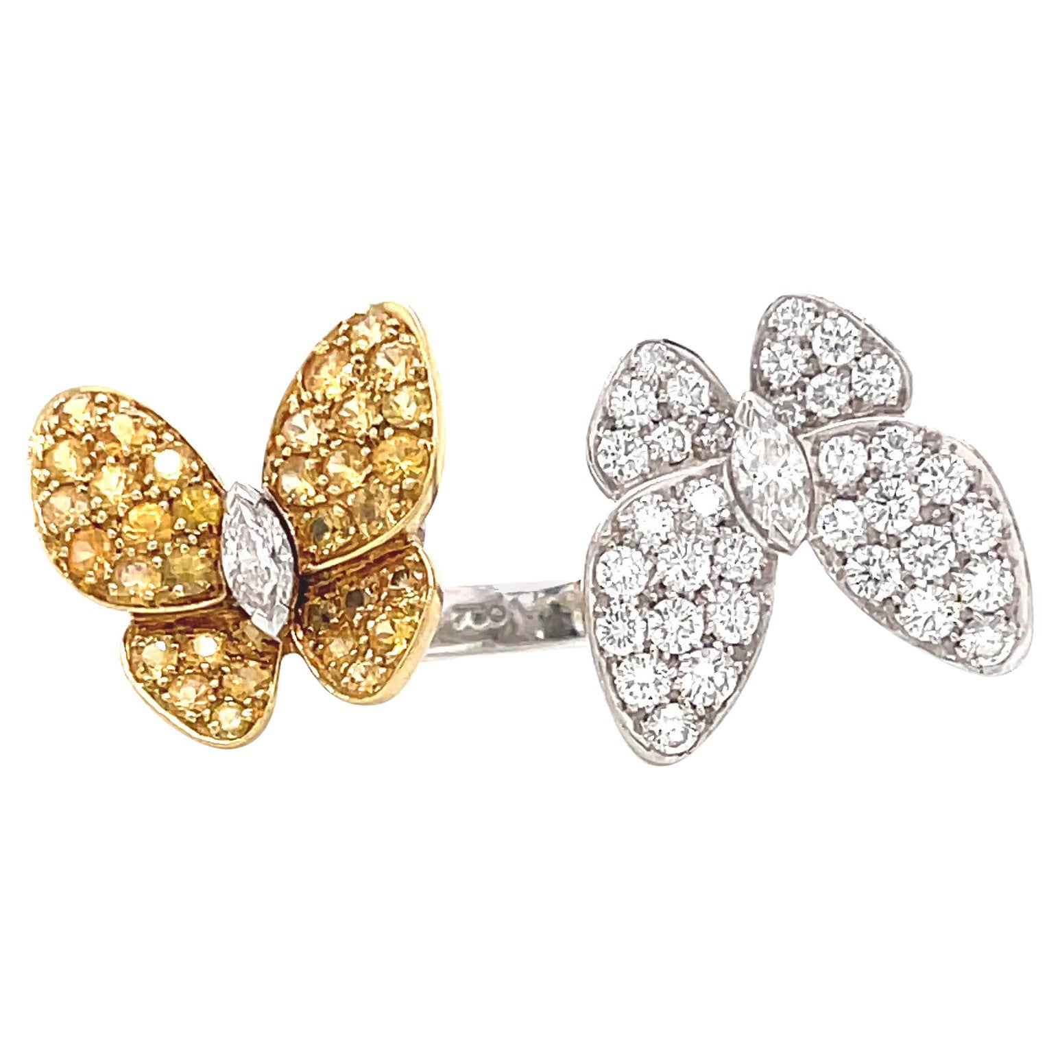 Van Cleef & Arpels Diamond Yellow Sapphire Butterfly Between The Finger Ring