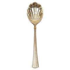 Des Must Cartier Sterling Silver Gold Accent Shell Bowl Sugar Spoon 'B'