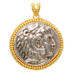 Authentischer Alexander-The Great Coin-Anhänger aus 18 Karat Gold, 4. Jahrhundert v. Chr