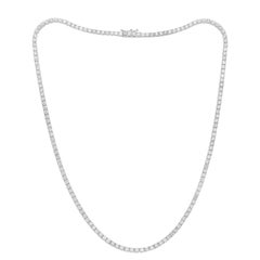 14K White Gold Diamond Tennis Necklace, Features 3.13Cts of Round Diamonds