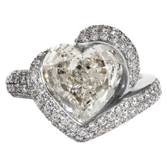 GIA 8.21ct Estate Heart Diamond 18k White Gold Engagement Anniversary Ring