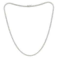 14K White Gold Diamond Straight Line Tennis Necklace 11.75cts
