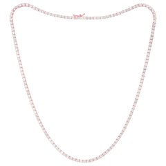 14K Rose Gold Diamond Straight Line Tennis Necklace