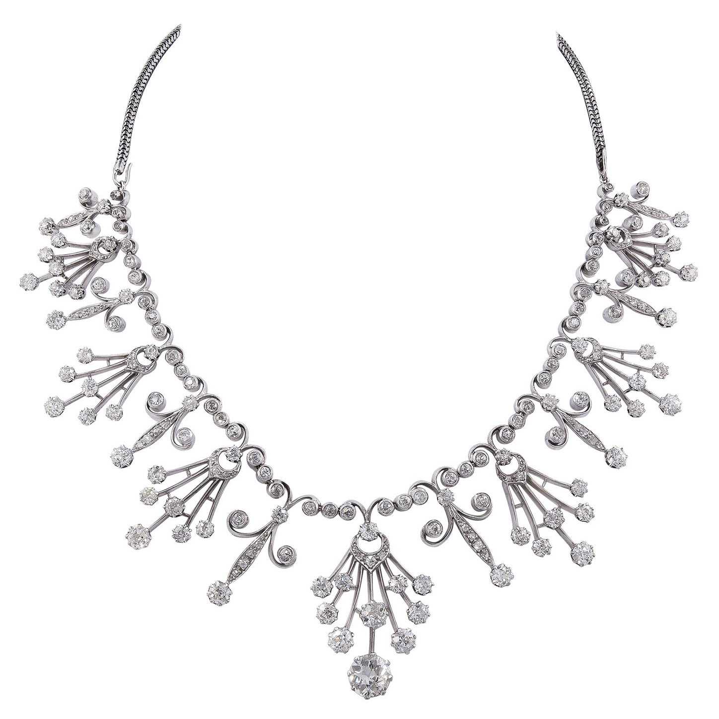 Viktorianische Diamant-Halskette aus alten Minen im Angebot
