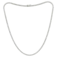 14K White Gold Diamond Straight Line Tennis Necklace