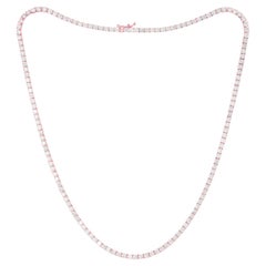 14K Rose Gold Diamond Straight Line Tennis Necklace, 12.50 Carats 