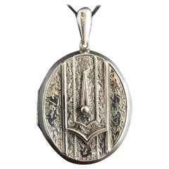 Victorian Silver Buckle Locket, Large, Engraved