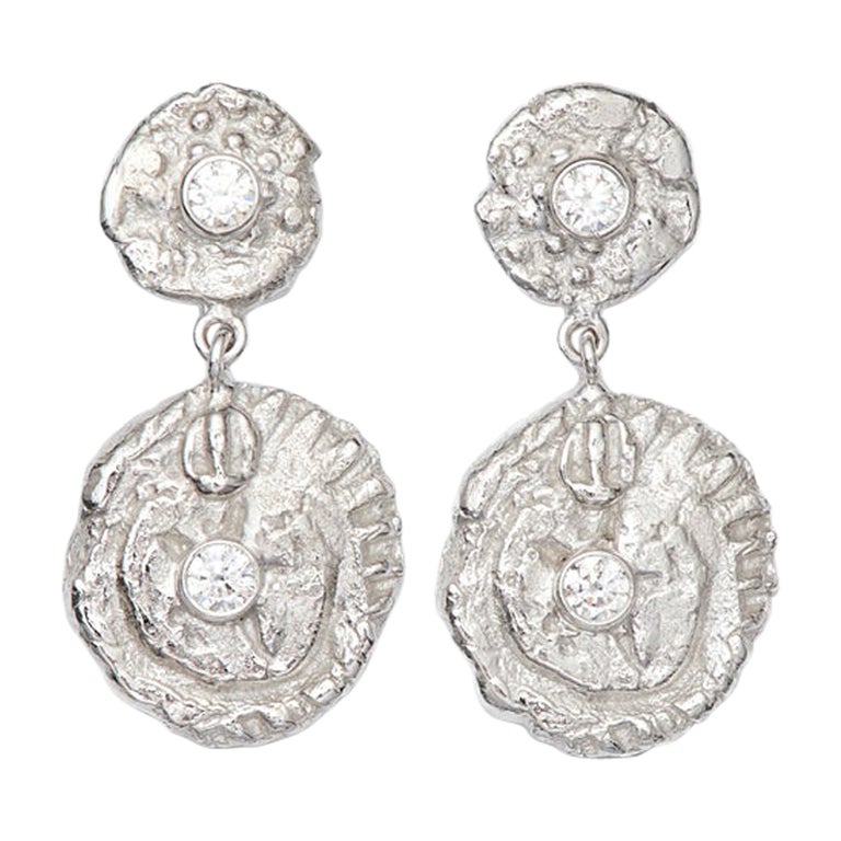 Susan Lister Locke "Seaquin" and “Sea Star” Drop Earrings in 18kt White Gold For Sale