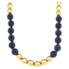 Collana di perline in oro giallo 14 carati e lapis