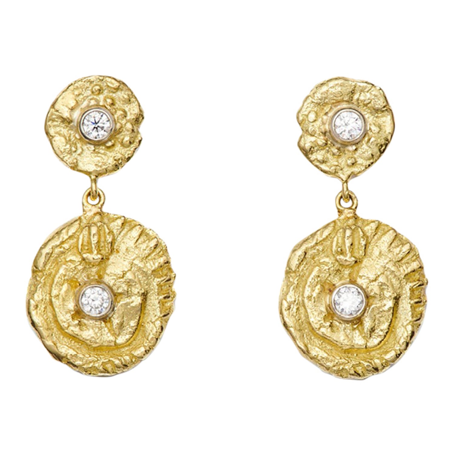 Susan Lister Locke 18K Gold and 0.60 Carat Diamond "Seaquin" Dangle  Earrings For Sale at 1stDibs