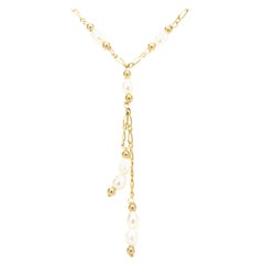 14 Karat Yellow Gold Pearl by The Yard Lariat Necklace