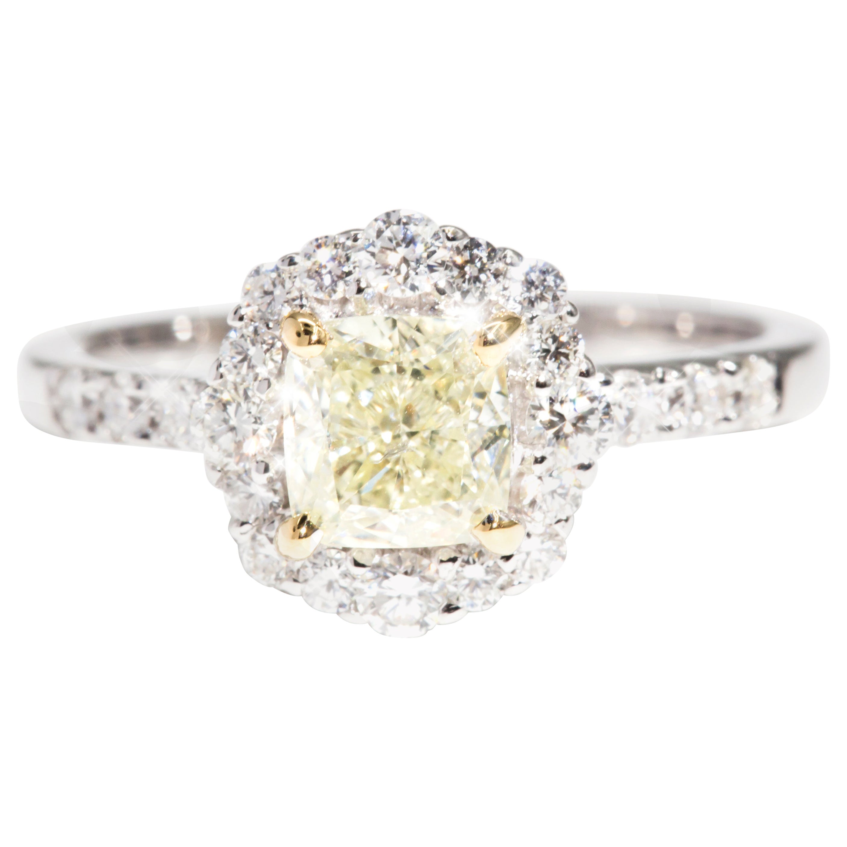 1.01 Carat Certified Yellow Diamond and 18 Carat Gold Engagement Ring