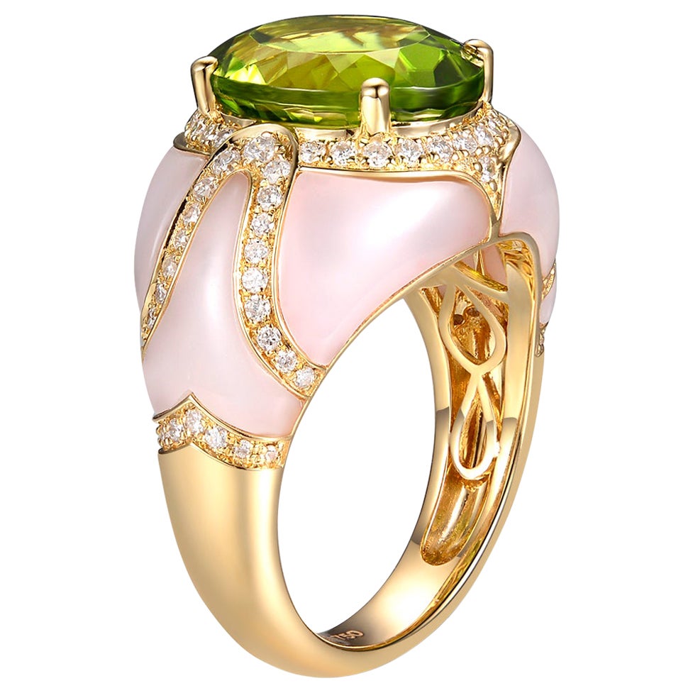 Peridot Pink Opal Diamond Dome Ring For Sale at 1stDibs opal and peridot ring, peridot dome