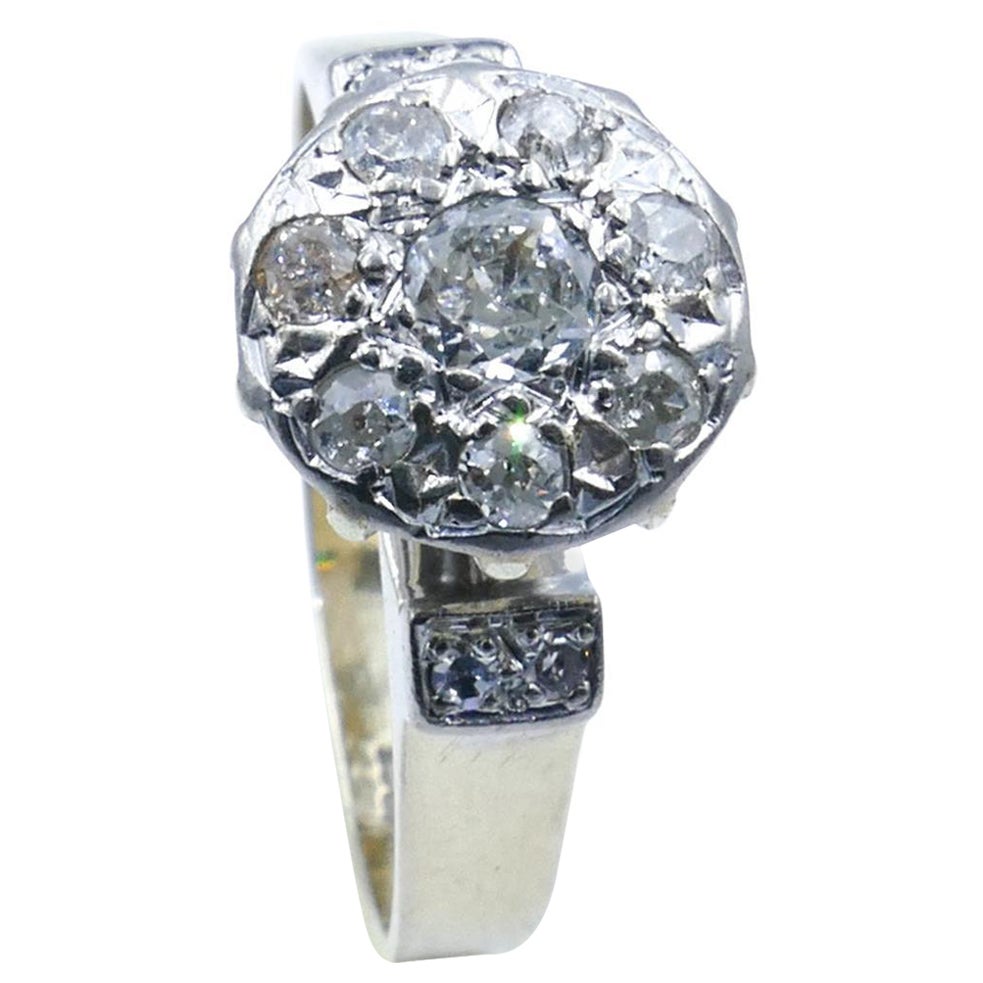 Antique 18ct White Gold Diamond Posy Ring For Sale