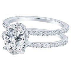 2.01 Carat Oval Diamond Double Band Engagement Ring in 18KT White Gold